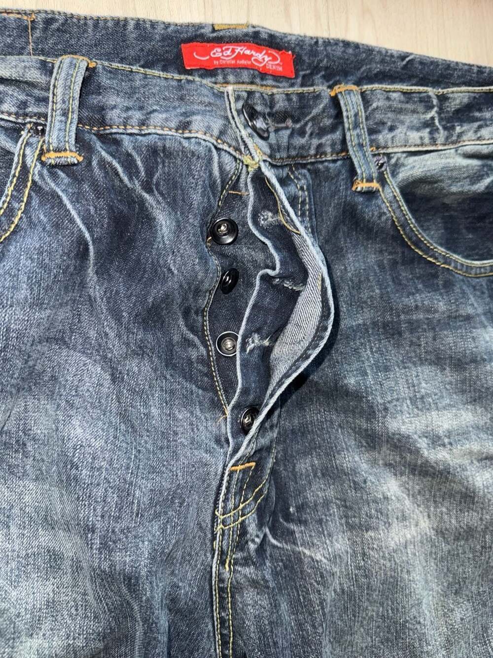 Ed Hardy by Christian Audigier Men's Straight Leg Denim Jeans Size 36x32 - Picture 3 of 9